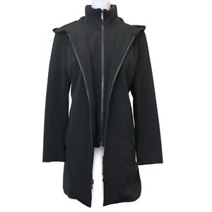 Anne Klein Black Trench Coat with Navy Collar